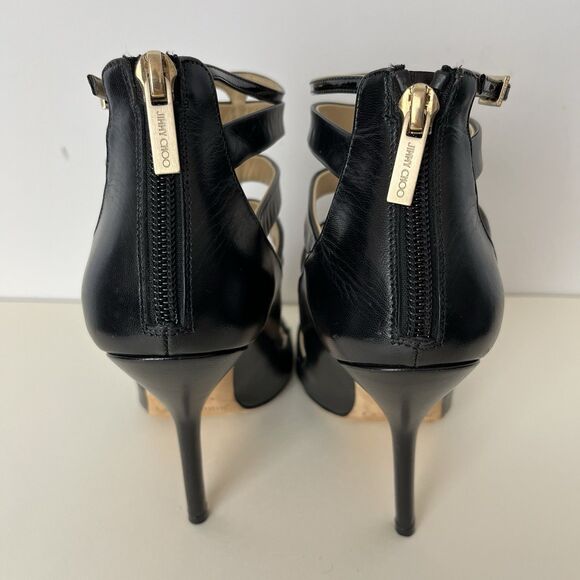 Jimmy Choo Fathom Cage Booties 38 1/2 (US 8 1/2) Black Made In Italy Cage - Picture 4 of 6